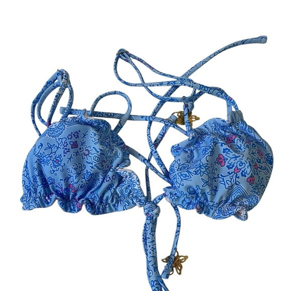 y2k blue floral bikini set - coconut girl tropical Hawaii beach vacation resort - Picture 3 of 10
